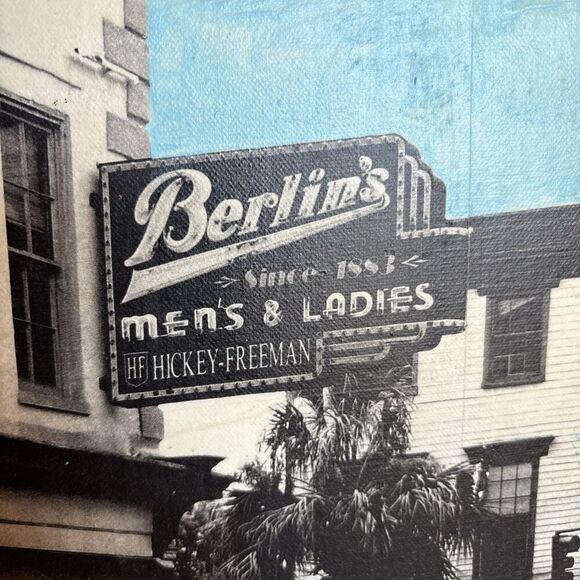 Berlin’s Men’s & Ladies Store Hickey-Freeman Corner Store B&W Canvas Photo - Picture 2 of 10